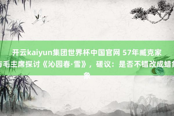 开云kaiyun集团世界杯中国官网 57年臧克家与毛主席探讨《沁园春·雪》,磋议:是否不错改成蜡象