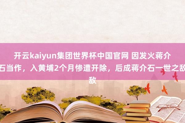 开云kaiyun集团世界杯中国官网 因发火蒋介石当作,入黄埔2个月惨遭开除,后成蒋介石一世之敌