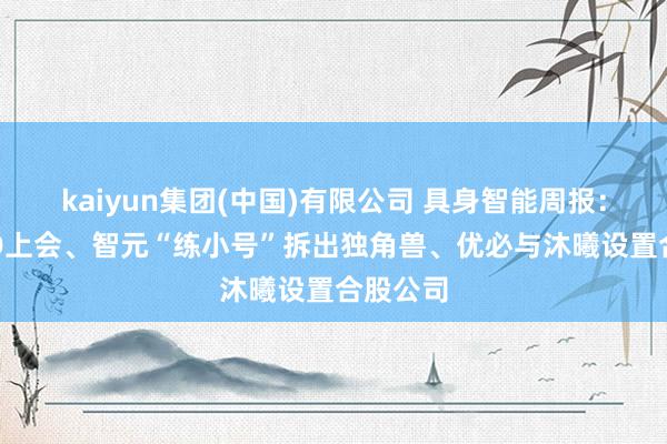 kaiyun集团(中国)有限公司 具身智能周报:宇树IPO上会、智元“练小号”拆出独角兽、优必与沐曦设置合股公司