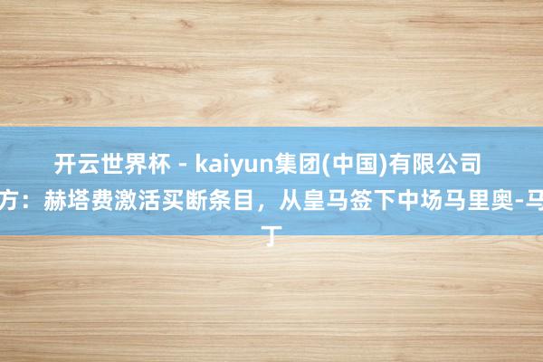 开云世界杯 - kaiyun集团(中国)有限公司 官方：赫塔费激活买断条目，从皇马签下中场马里奥-马丁