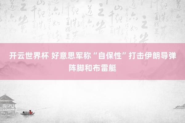 开云世界杯 好意思军称“自保性”打击伊朗导弹阵脚和布雷艇