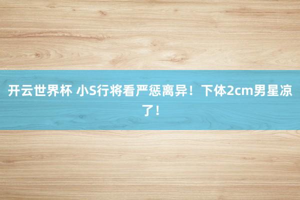 开云世界杯 小S行将看严惩离异!下体2cm男星凉了!