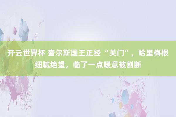 开云世界杯 查尔斯国王正经 “关门”,哈里梅根细腻绝望,临了一点暖意被割断