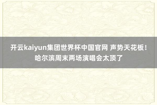 开云kaiyun集团世界杯中国官网 声势天花板!哈尔滨周末两场演唱会太顶了