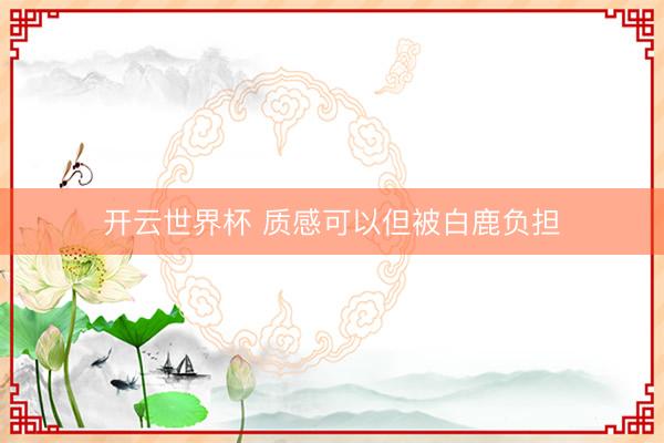 开云世界杯 质感可以但被白鹿负担