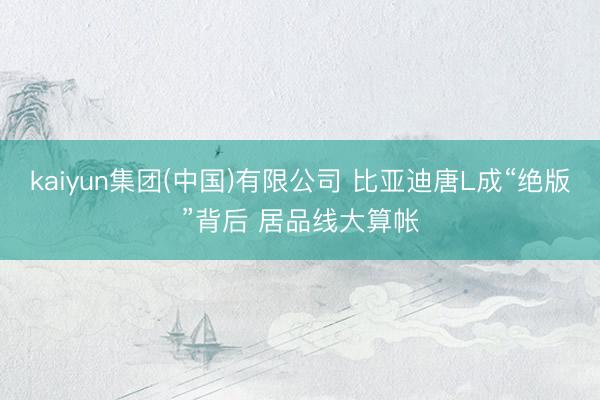 kaiyun集团(中国)有限公司 比亚迪唐L成“绝版”背后 居品线大算帐