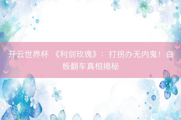 开云世界杯 《利剑玫瑰》:打拐办无内鬼!白板翻车真相揭秘